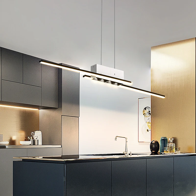 

Modern Minimalist Black White LED Pendant Light Indoor Kitchen Hanging Lamp Living Room Dining Room Decoration Lustre Fixture