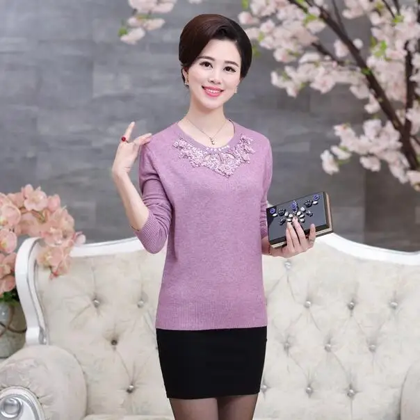 Женский весенне-осенний базовый свитер среднего возраста женская одежда для