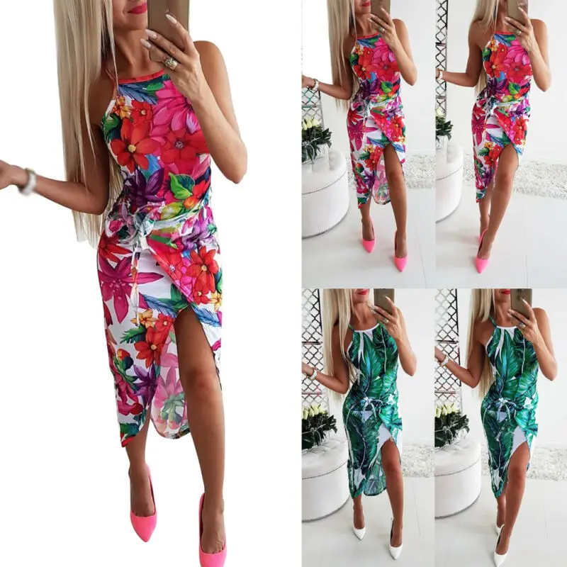 Womens Boho Floral Dress Summer Cocktail Party Beach Dresses Sundress | Женская одежда