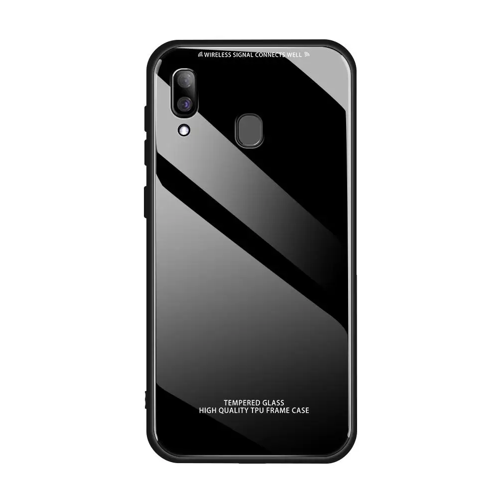 Черный 4 Карамельный цвет Стекло задняя крышка чехол для samsung Galaxy A50 A60 A70 A40 A30 A10 S10E S10 S9 S8 плюс A7 A750 красный черный, белый, розовый цвет - Цвет: Черный