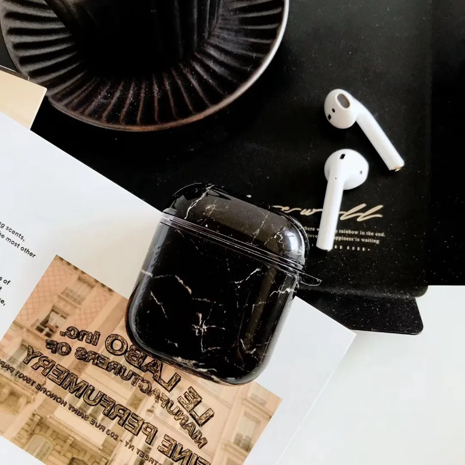 Мраморный чехол для наушников Airpods 2 чехол Роскошный Жесткий Чехол для наушников чехол для наушников Аксессуары для Apple Air pods зарядная коробка