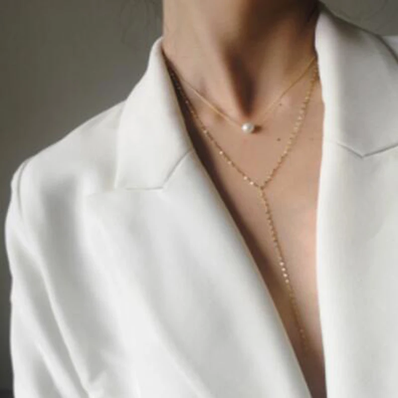 Tocona простой Длинная цепочка из золота многослойное ожерелье с подвеской