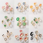 Кольцо docona с цветными сердечками для мужчин и женщин, набор колец из акриловой смолы с милыми бабочками, цветами, пламенем, ювелирные изделия, кольца, 2021