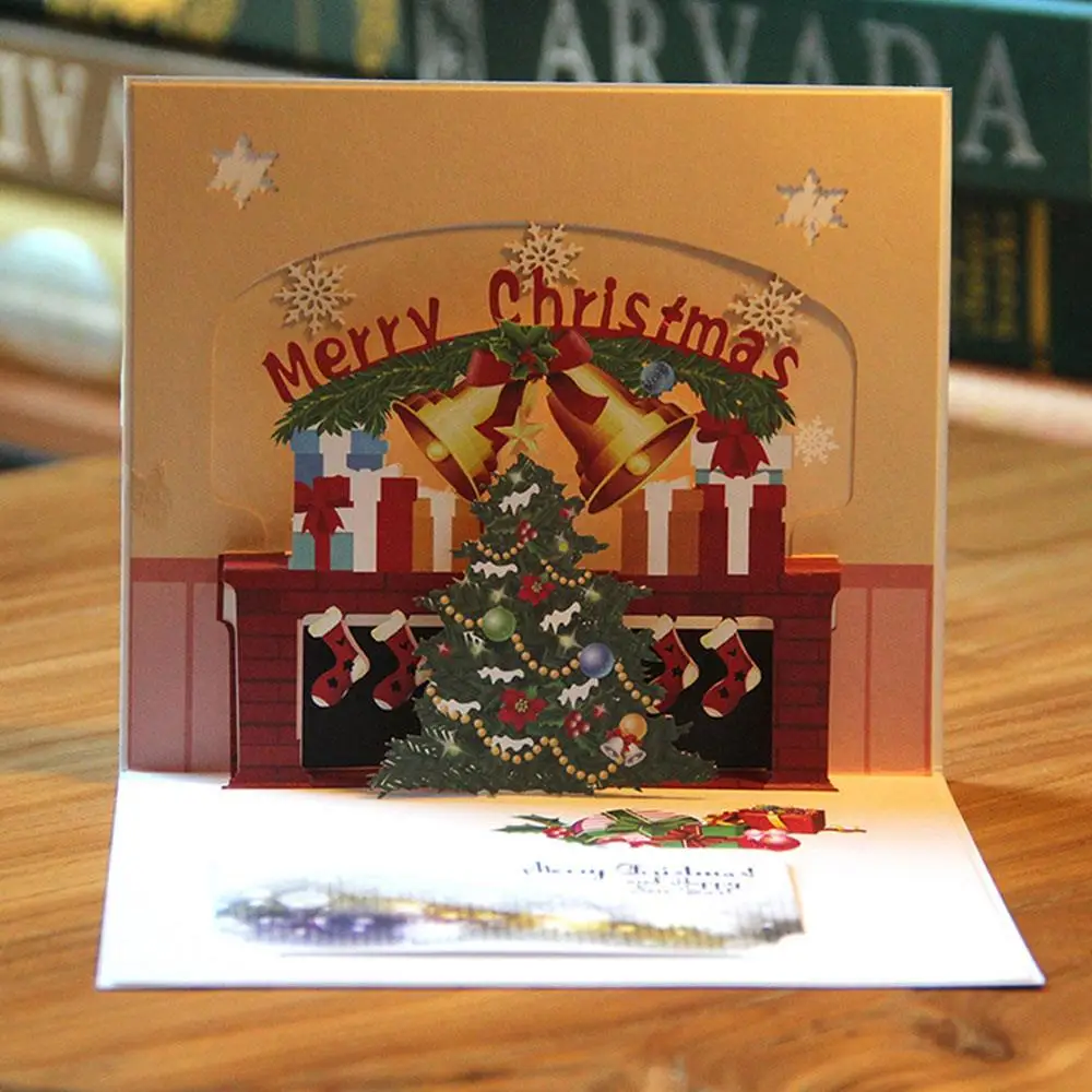 Рождественские колокольчики открытка бумажные пожелания сувениры 3D