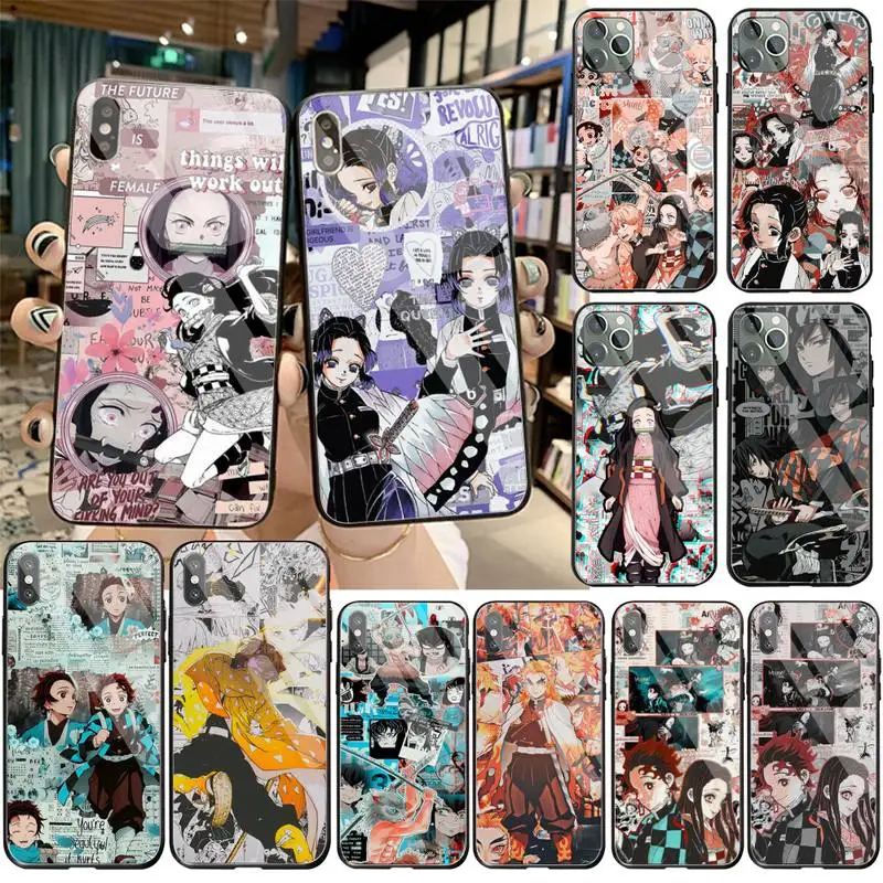 

Demon Slayer Anime Customer High Quality Phone Case Tempered Glass For iPhone 11 Pro XR XS MAX 8 X 7 6S 6 Plus SE 2020 case