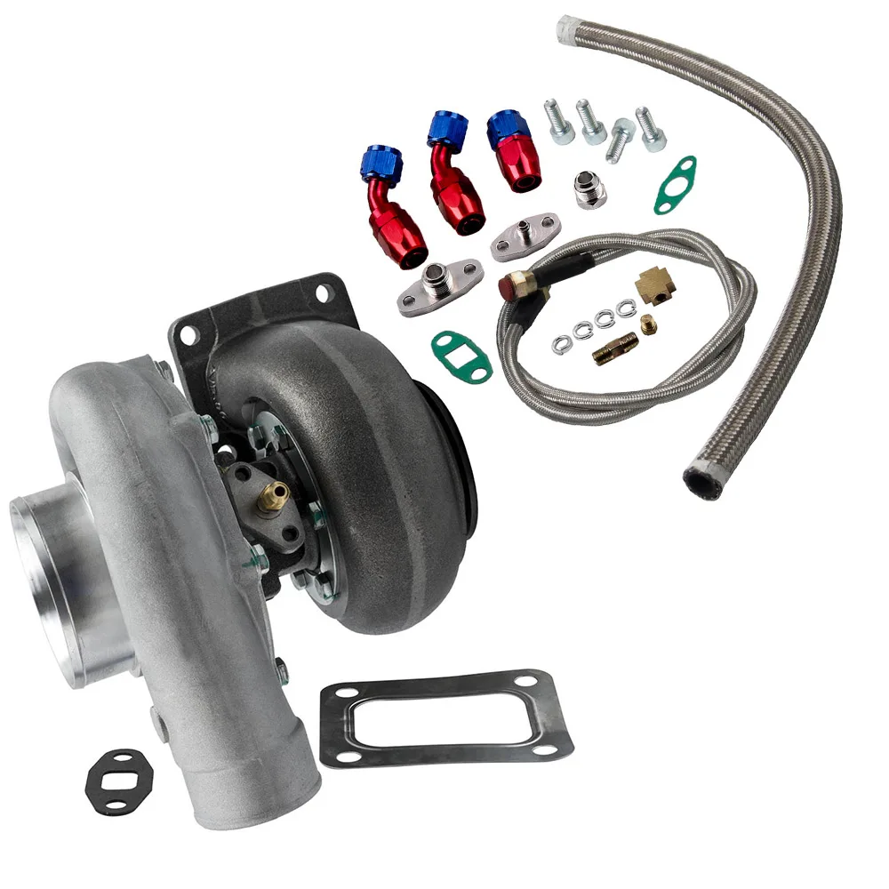 

T76 Turbocharger Floating Bearing T4 .96 A/r Trim 600+ Hp 76mm Compressor Oil Return/Feed Line Turbo Supercharger Universal