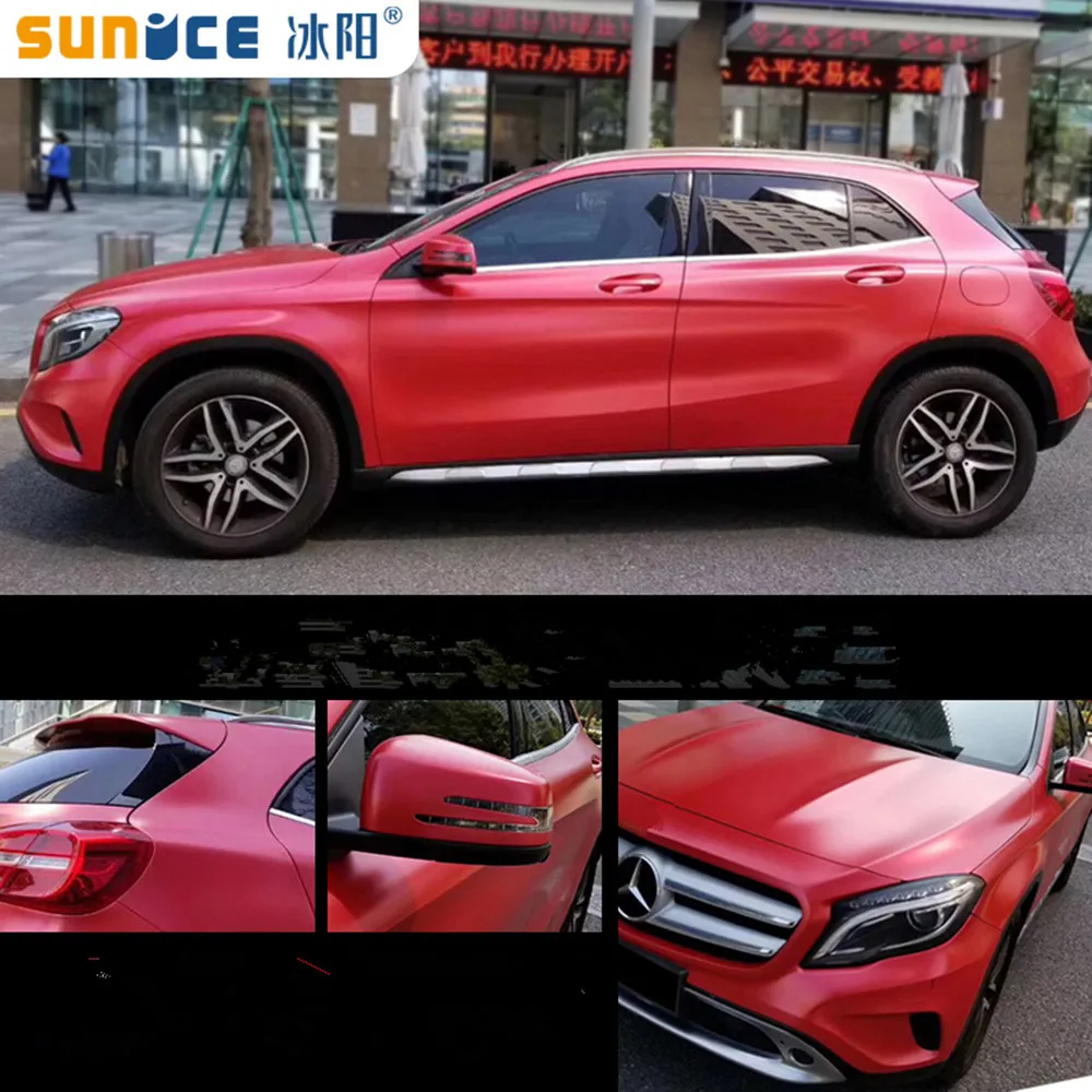 Металлическая красная виниловая пленка SUNICE 30/50 см x 152 для автомобиля клейкая