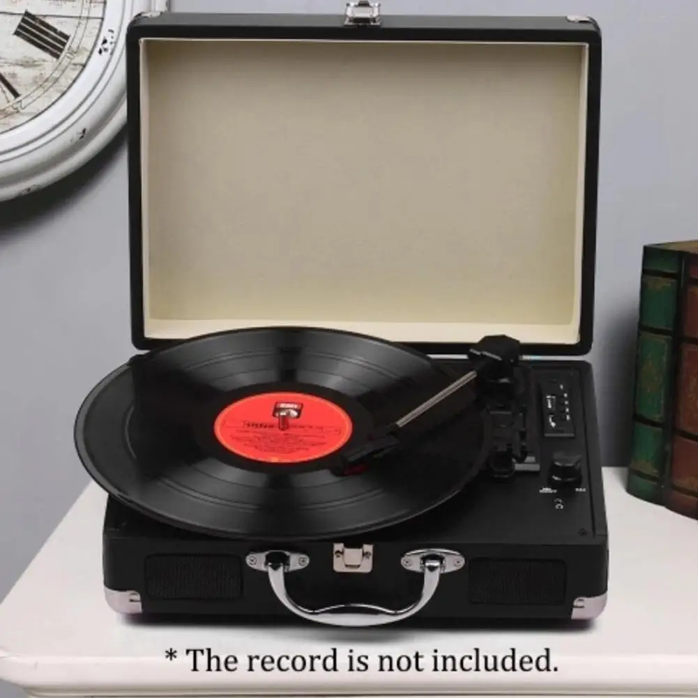

Vintage Record Player, Portable Belt-Drive 3 Speed Turntable, Vinyl To MP3 Wireless BT Turntable With Stereo Speakers