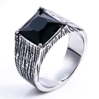 men titanium steel usa size 789101112 13 four claws black zircon retro ring punk finger jewelry wholesale free shipping