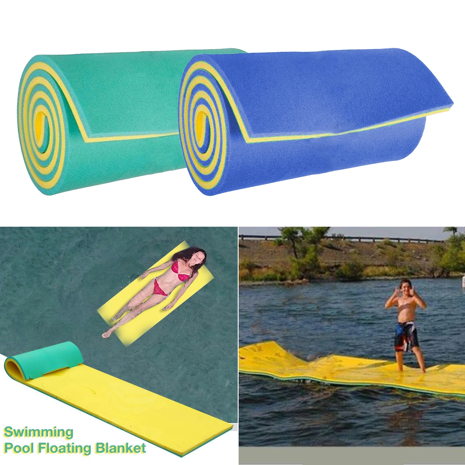 

Comfortable Water Float Mat Weatherproof River 2-Layer Floating Pad 110x40cm