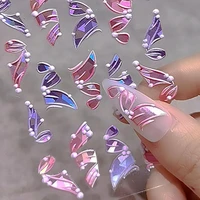 50 hot sale engraved nail ribbon sticker long lasting high adhesion manicure diy embossed nail 5d ribbon decals for manicure