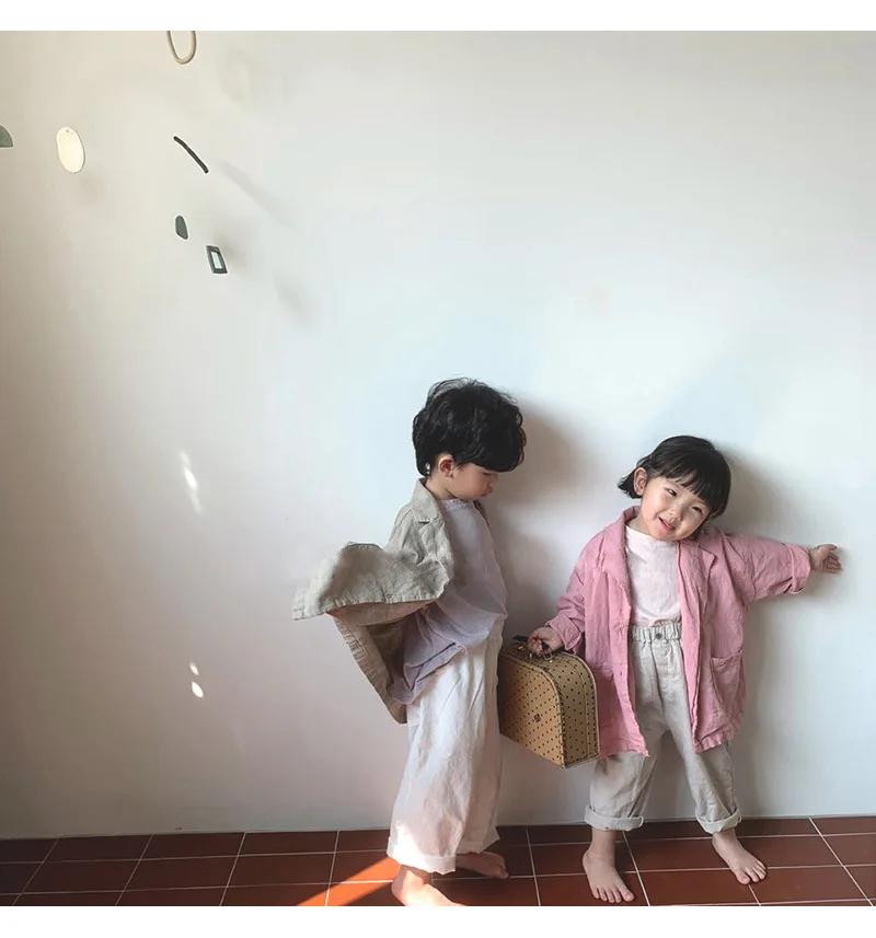 2019 тонкое Свободное длинное пальто для мальчиков и девочек детская блузка из