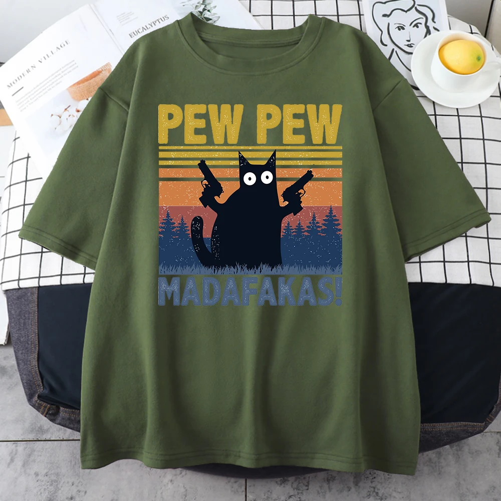 

Summer New Men's T-shirt Cute Black Cat Print Shirt Men's Fashion Brand Oversized T-shirt Children's Casual Top