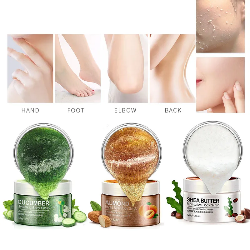 

Shea cucumber almond Body Scrub Cream Deep Cleansing Skin Whitening Go Cutin Dead Skin Treatment Acne Moisturizing Body Care