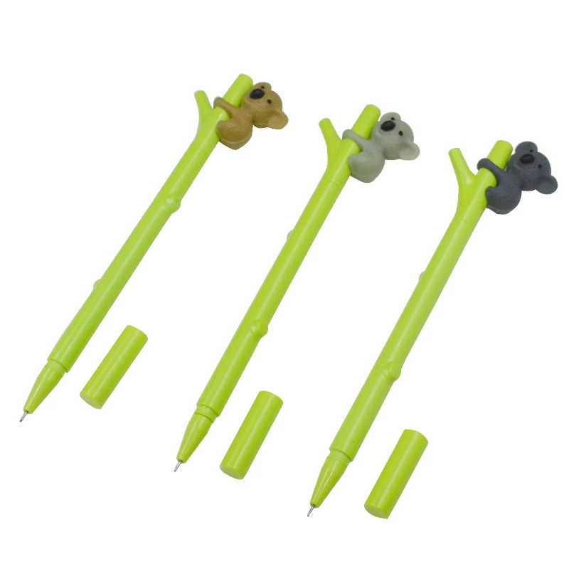 

Cute Animal Gel Pen 0.5 mm Black Ink Plastic Lovely Funny Bamboo Shape Handles Gel Pens School Office Stationery Gift