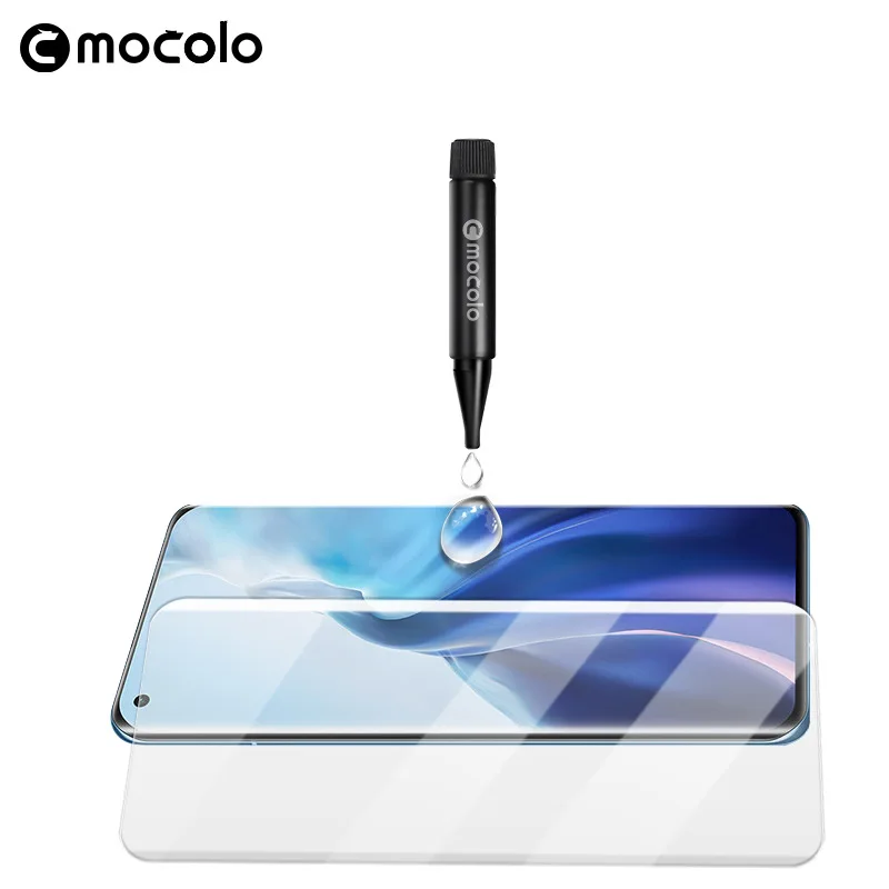 Kup Dla Xiaomi Mi 11 Ochraniacz Ekranu Mocolo Mi 11 Pro Pełne Klejone Zakrzywione Szkło Hartowane UV Dla Xiaomi Mi 11 Ultra Screen Protector
