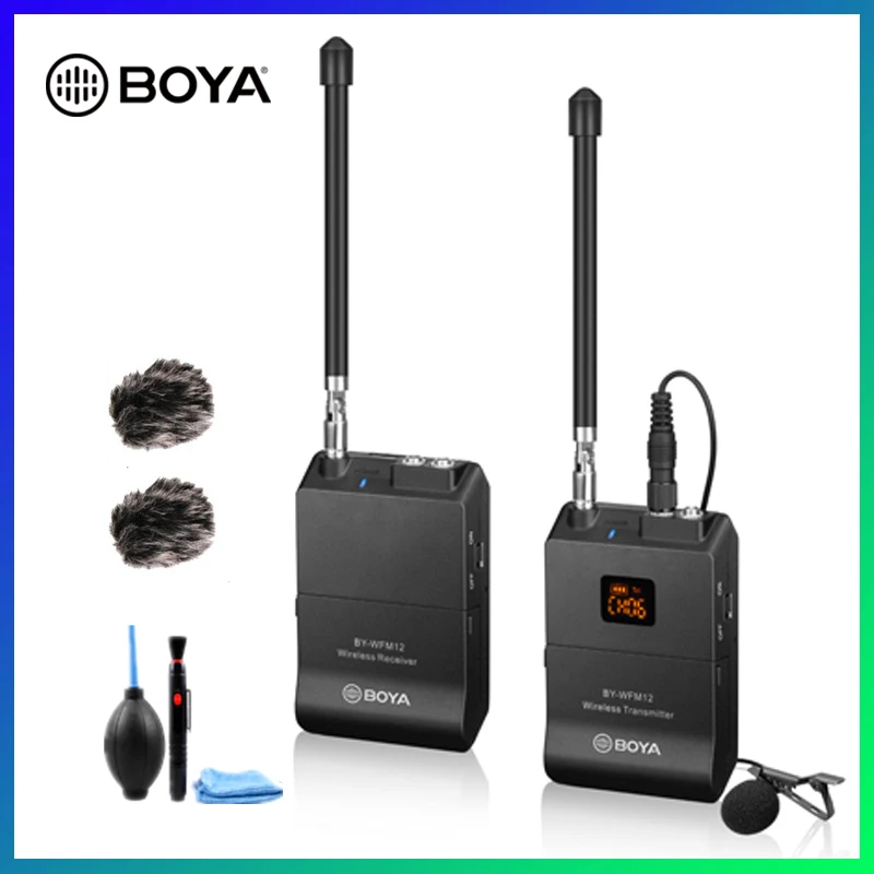 Беспроводной микрофон BOYA BY WFM12 VHF петличный с лацканом для смартфонов iPhone 8 7 plus DSLR
