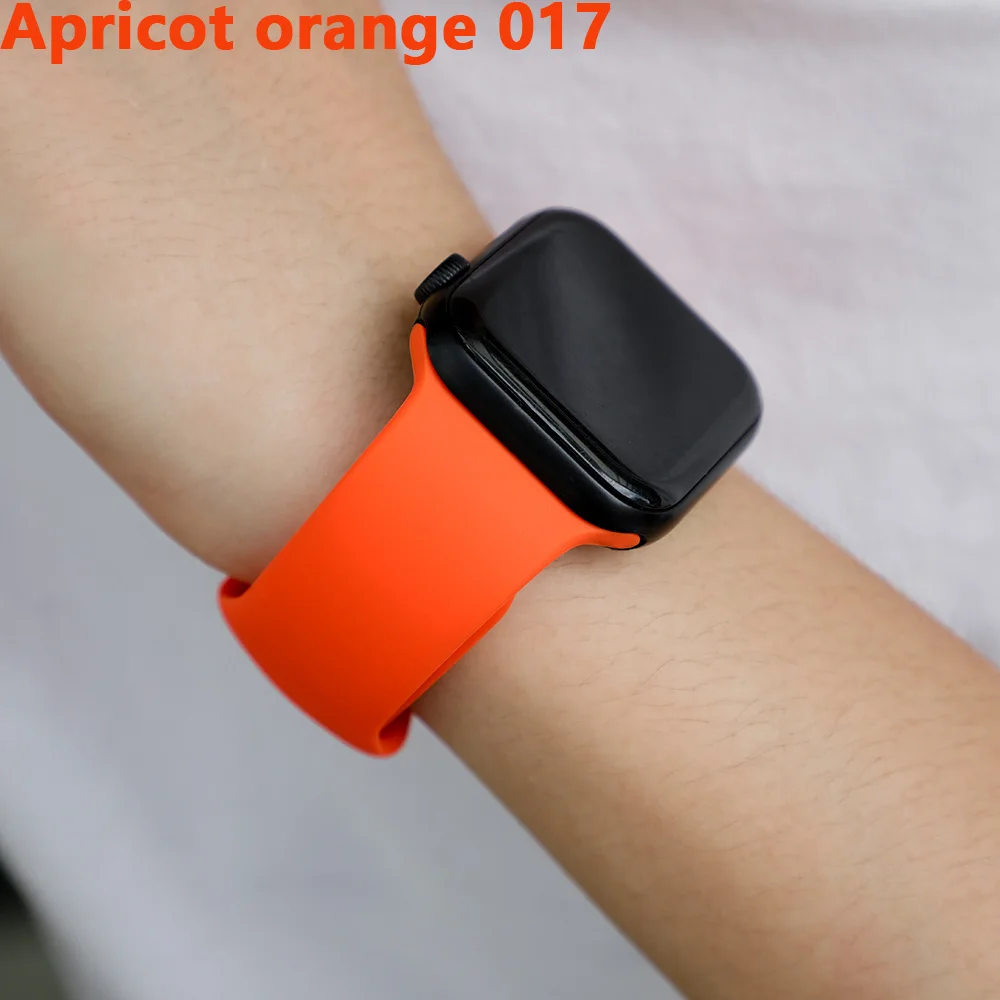 Ремешок для apple watch, ремешок для apple watch 5, 4, 3, iwatch, ремешок 42 мм, 44 мм, 38 мм, 40 мм, браслет Correa, силиконовый ремешок для часов, ремень, аксессуары - Цвет ремешка: Apricot orange 017