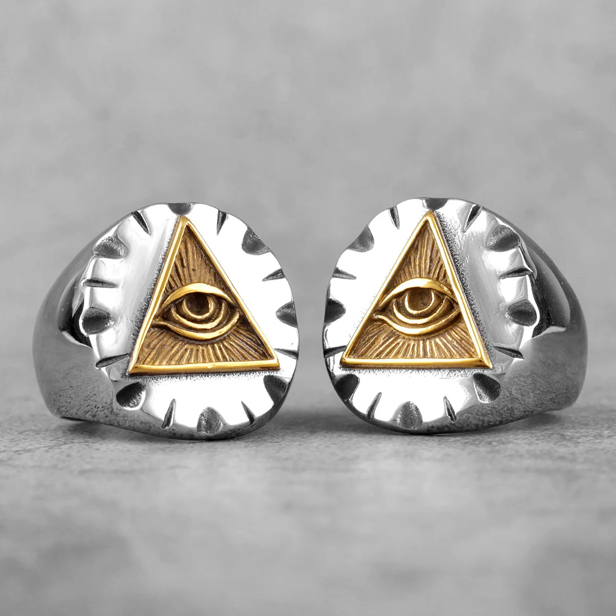 Мужские кольца из нержавеющей стали Freemason Illuminati треугольные масонские панк для