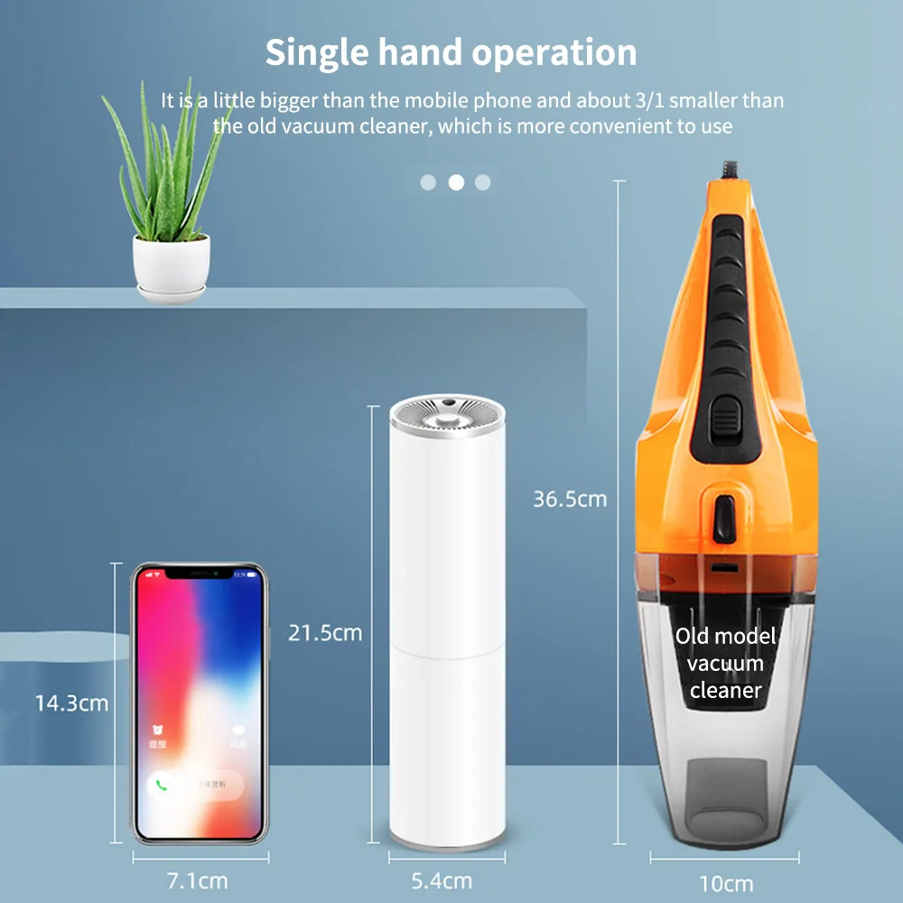 

Onever Mini Car Suction Vacuum Cleaner Handheld Cylinder Dust Cleaner Dry Wet Duel Use Strong Suction Practical Low Noise New