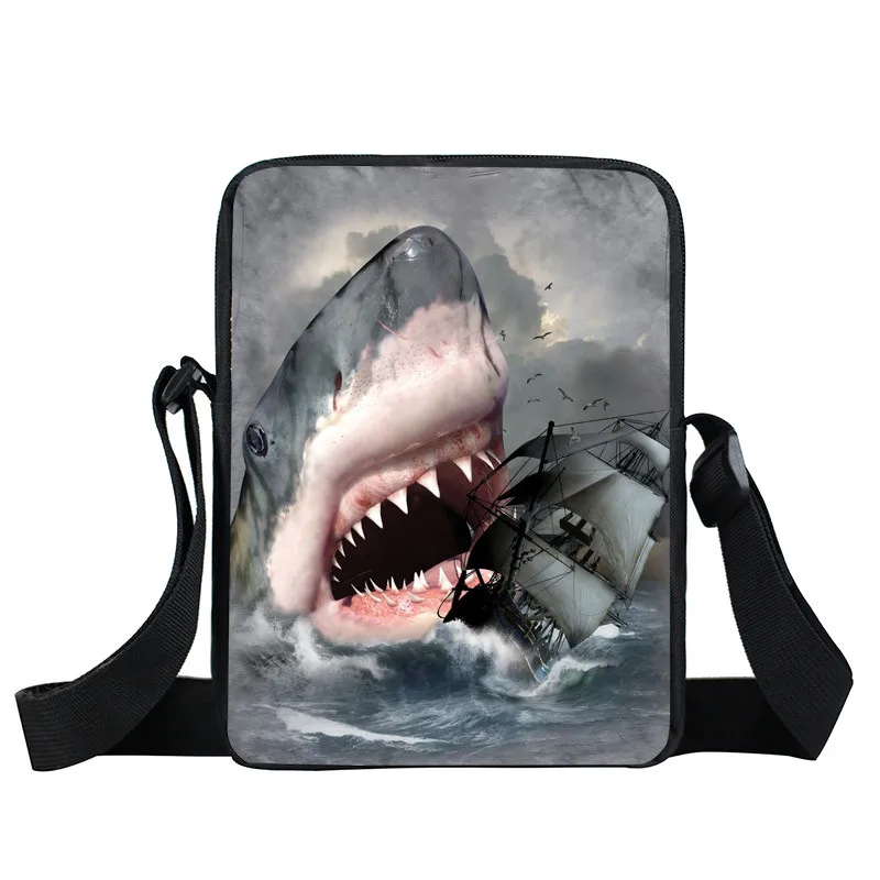 Мини сумка мессенджер с морскими животными акулами/пингвинами/дельфинами