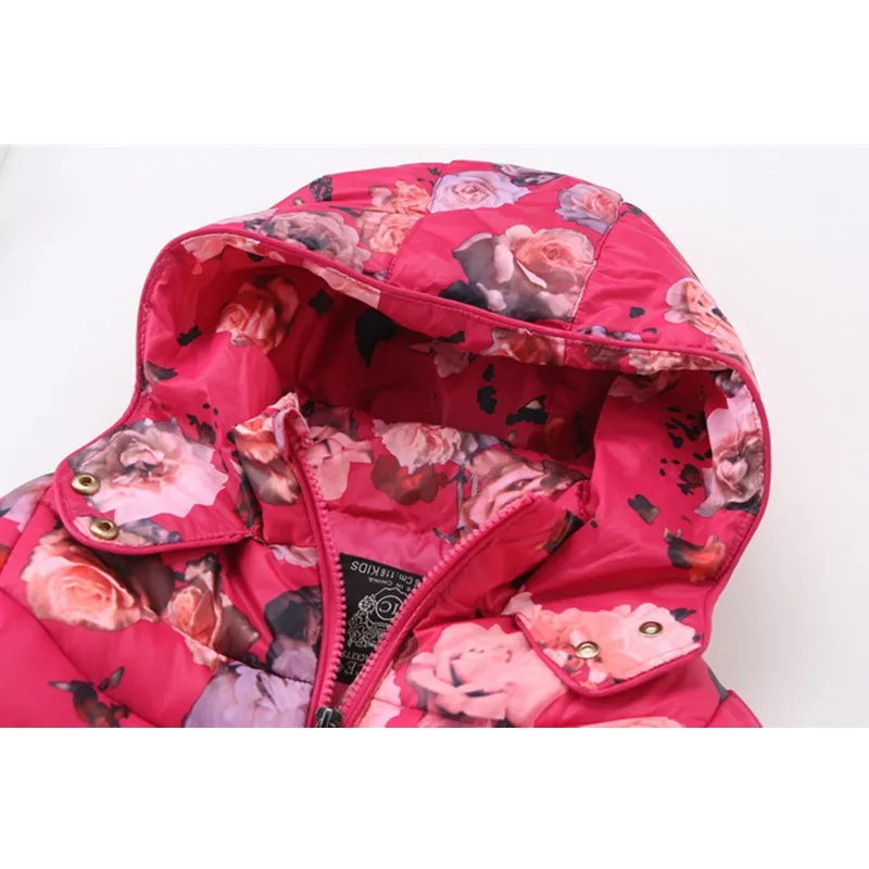 Брендовые зимние куртки для девочек модная детская одежда с цветочным принтом