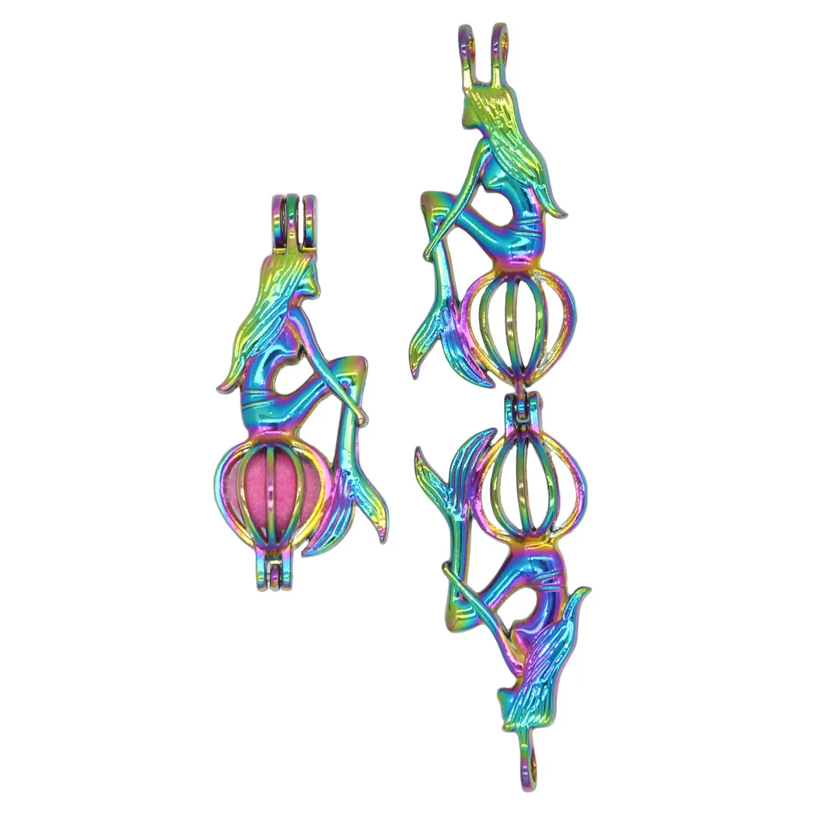 REYOW 5 шт. Радужный цвет русалка жемчуг бисера клетки медальон кулон Духи Эфирное