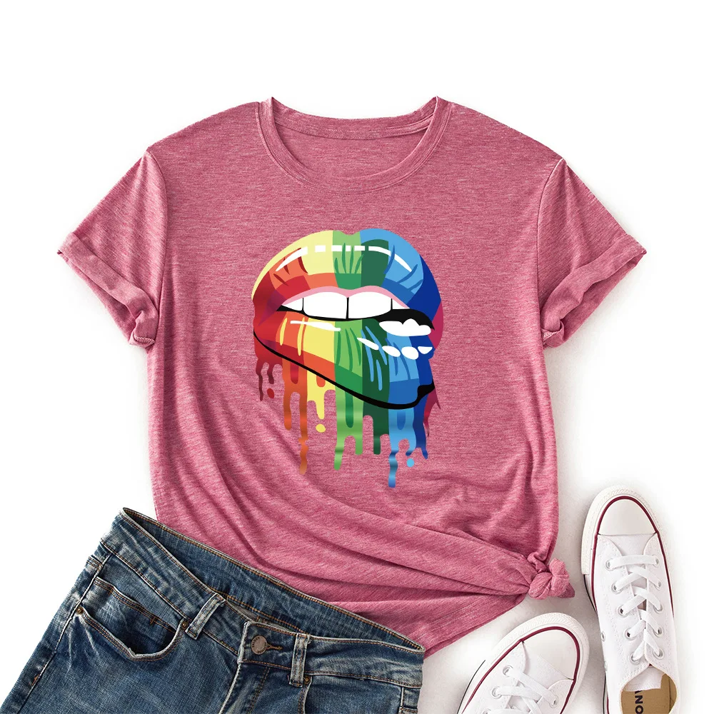 

New Lips Print T Shirt Women Summer Harajuku T Shirt Fashion Graphic Tops Female T-shirt Kawaii Casual Tee Woman Clothing