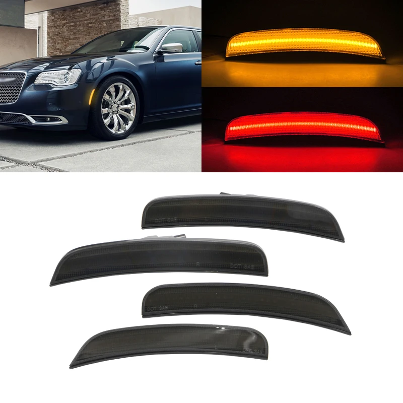 4X дымчатые/прозрачные линзы для Chrysler 300 2015 2016 2017 2018 2019 светодиодный боковой