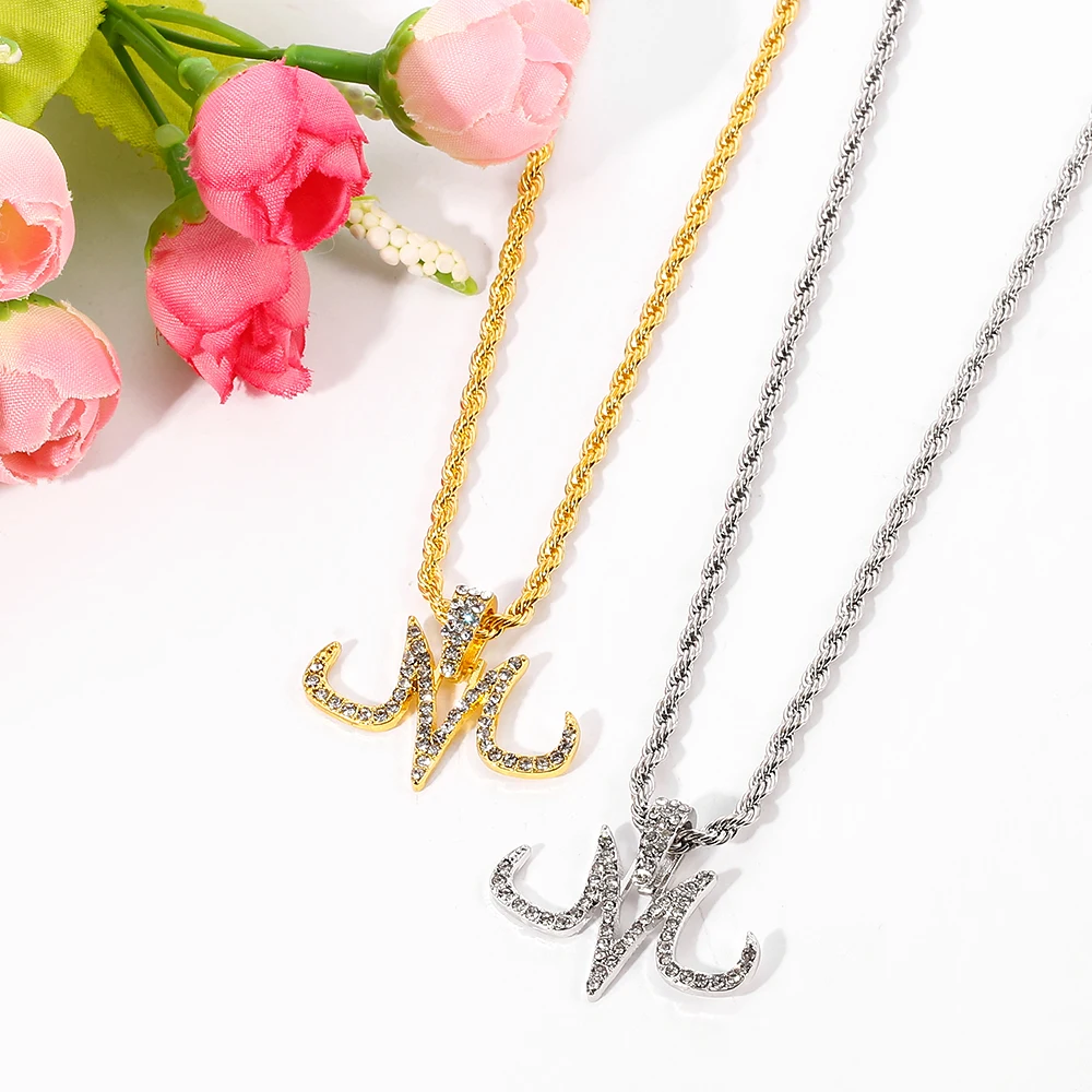 Ожерелье в стиле хип-хоп тату маджин-Буу кулон M Мирко-ПАВЕ CZ сверкающая цепочка