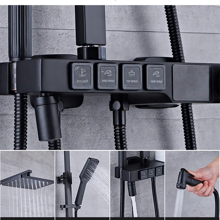 Цифровой душевой набор для ванной комнаты черная бронзовая Душевая система