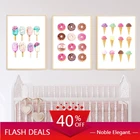 Рождественская Картина на холсте с изображением фруктового льда, летние десертные лакомства, настенное искусство, мороженое, пастельные конфеты, картины, детский домашний декор