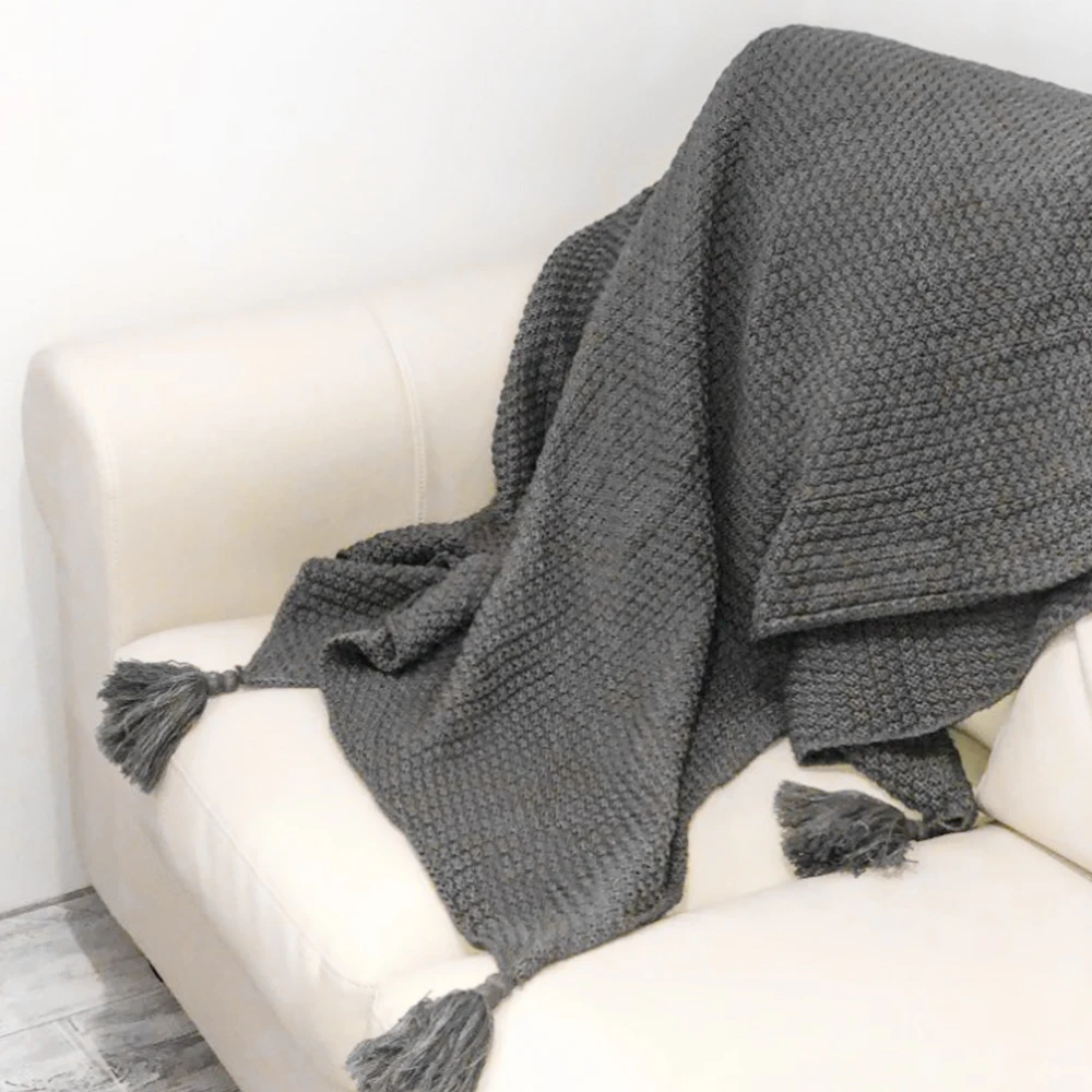 Одеяло с кисточками однотонное бежево серое кофейное 130x170 см|Одеяла| |