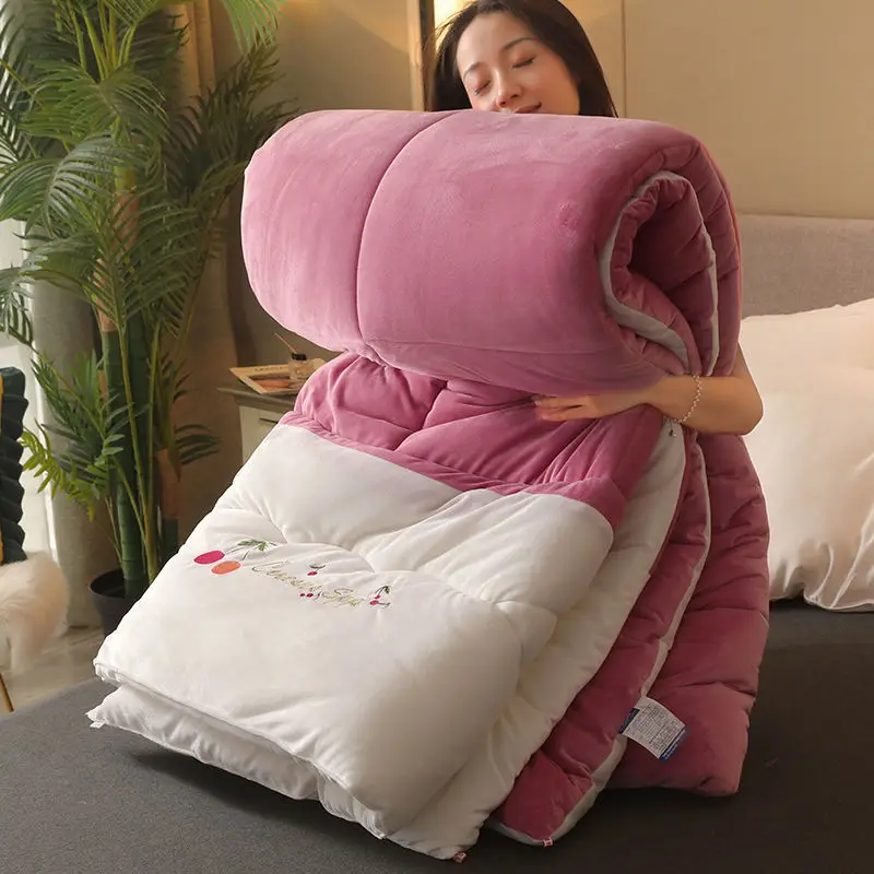 

Milk Fleece Quilt Winter Quilt Double-Sided Fleece Cotton Quilt Thickened Warm Winter Plush Quilt Core Flannel