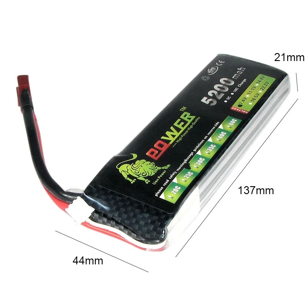 

7.4V 5200mAh Factory Wholesale Model Aircraft 7.4 V 25C To 30C LION Lithum Polymer LIPO 2s Battery