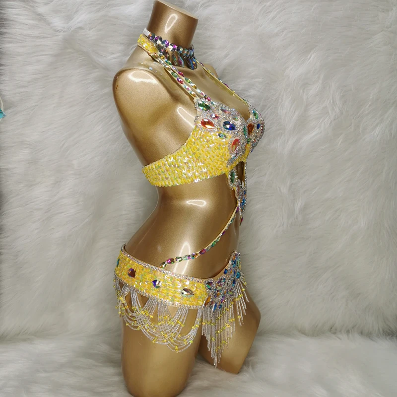2021 Professional Belly Dance Clothing for Indian Performance Outfits Bollywood Dancer Costumes Sequined | Тематическая одежда и
