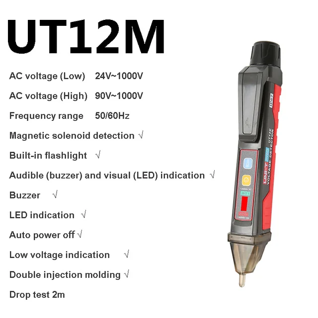 UT12M UNI-T ручка мультиметр тестер AC/DC метр с светильник Бесконтактный умный блок питания Multimetro цифровой UT12S тестер - Цвет: UT12M