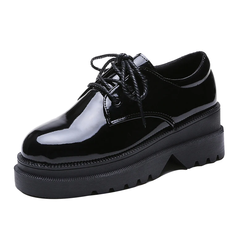 

Uniform Jk Shoes Small Leather Shoes Women's English Retro Muffin Shoes Thick Soles Increase Students Round Head Lace-up Work