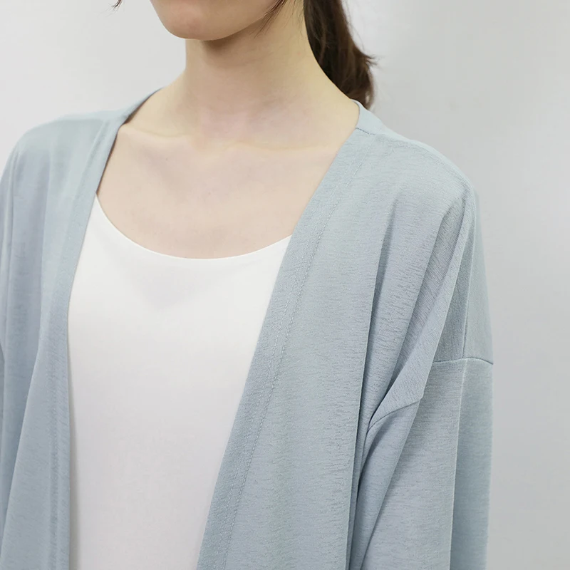 Открытый стежок длинный рукав модал сплошной цвет накидка шаль куртки Лето Весна