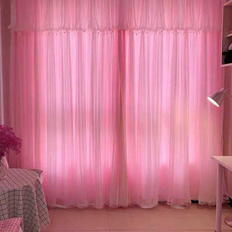 Белые Шторы В стиле принцессы двойной слой простой и современный Гостиная