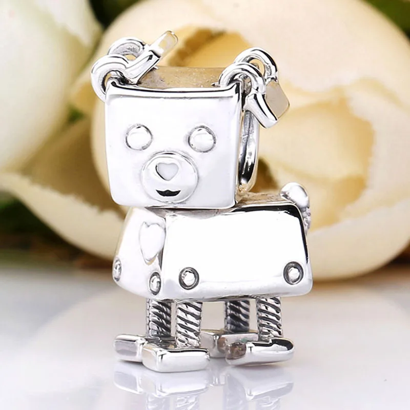 

New 925 Sterling Silver Charm Cute Bella Bot's Pet Bobby Bot Dog Bead Fit Original Bracelet Necklace DIY Jewelry