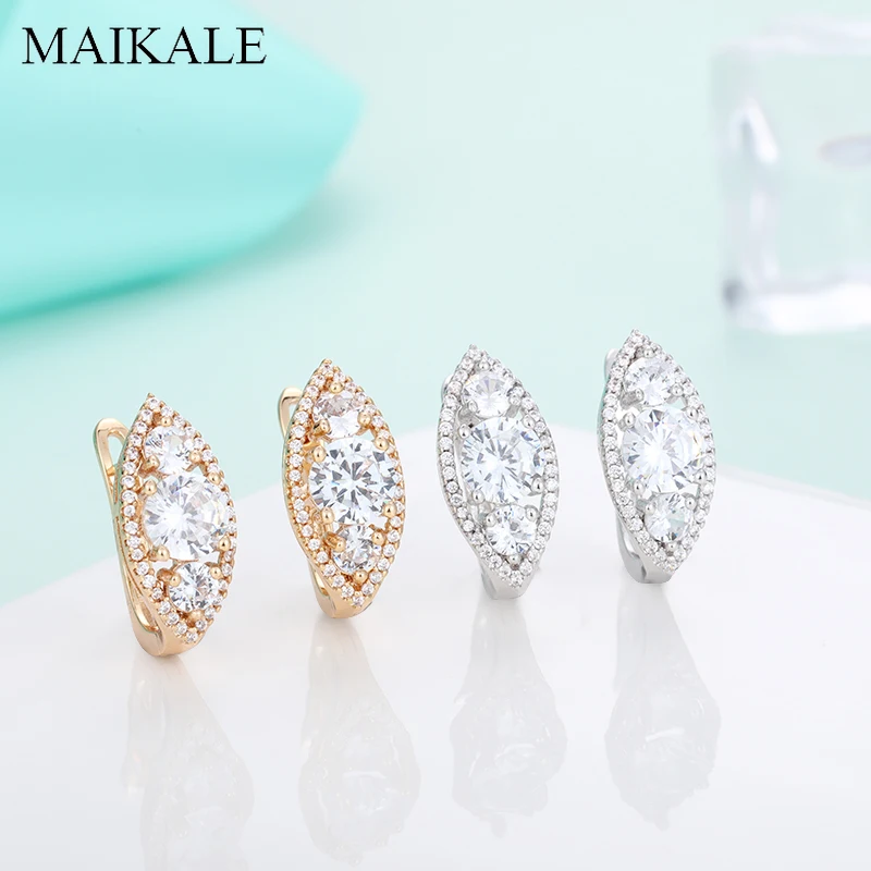 Женские серьги-гвоздики с фианитом MAIKALE большие серьги золотистого/серебристого