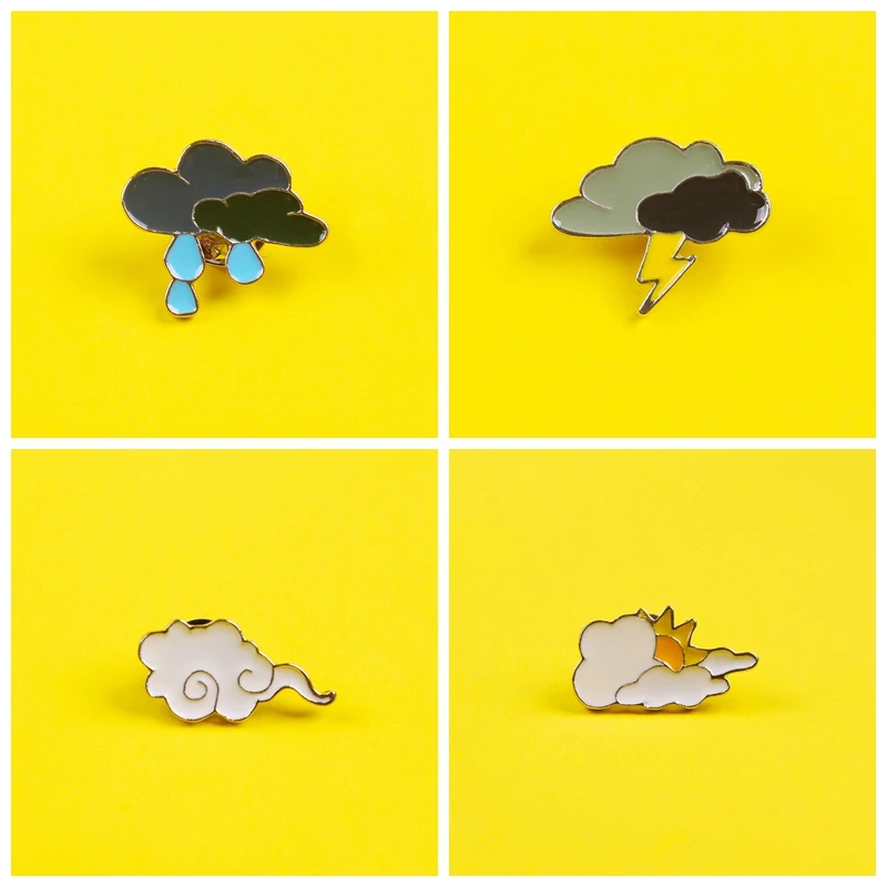 Эмалированные значки на одежду круглые с изображением погоды для лацканов сумок