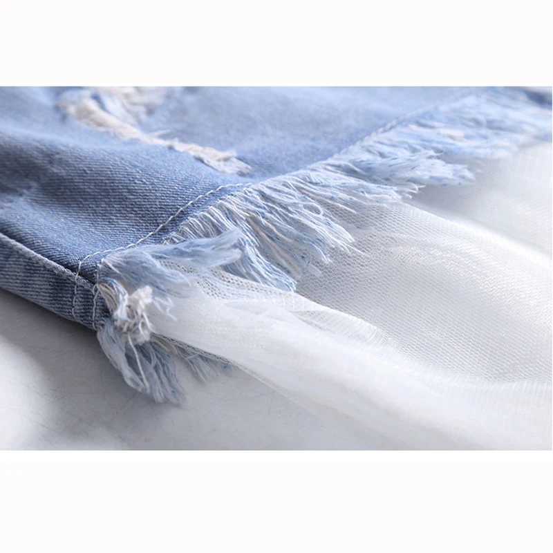 

Spring Summer skirt new Korean women fashion casual skirts splice Hole Slim tide Wild short skirt denim skirts womens clothes