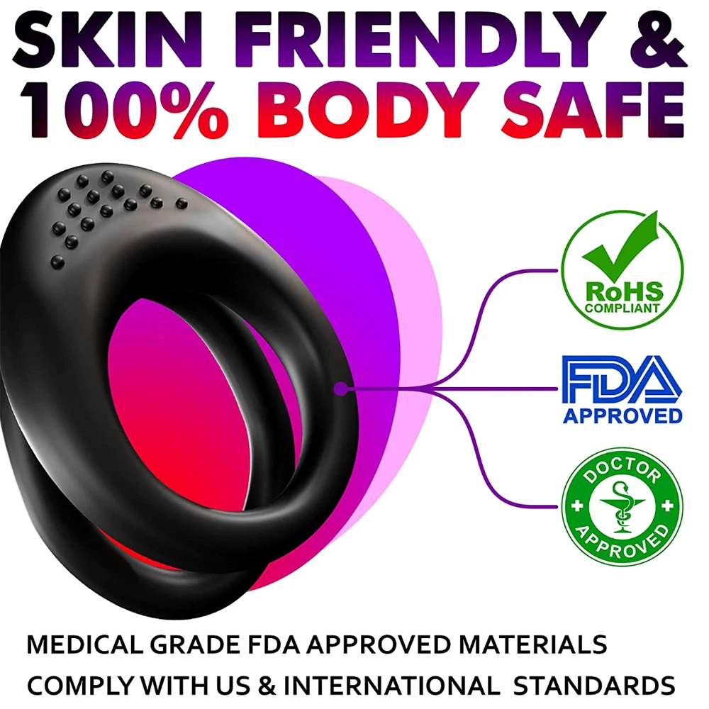 Силиконовое двойное кольцо для пениса эластичное более сильное эрекционное