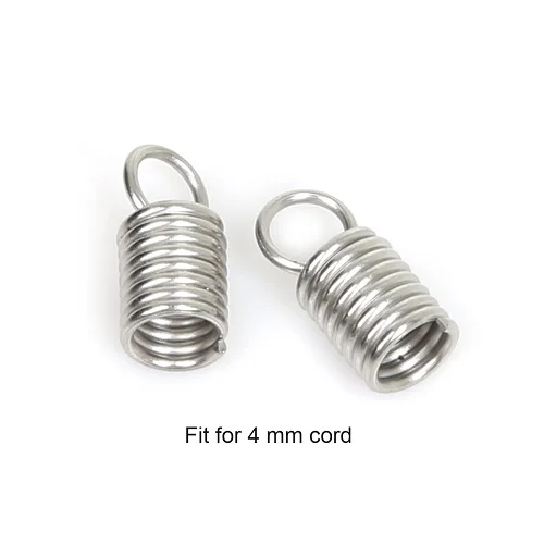 50pcs/lot Stainless Steel Crimp Ends Fastener Coil Cord Crimps End Caps Clasps Extension DIY Necklace Connectors Jewelry Finding | Украшения