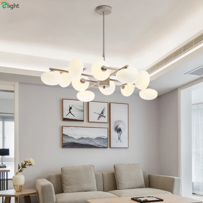 Современные светодиодные люстры со стеклянным шаром золотистые металлические