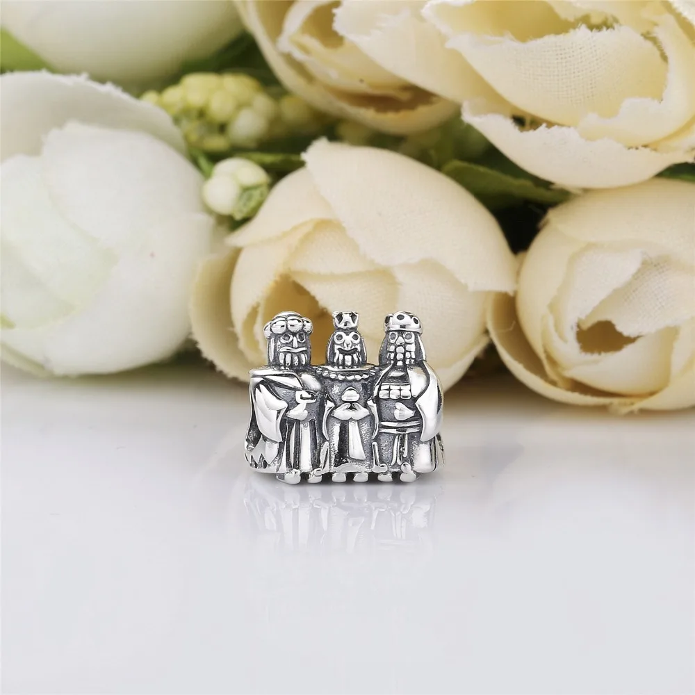 Moonmory чистый 925 пробы серебряные подвески Tres Reyes Magos Descatalogado бусины Три короля