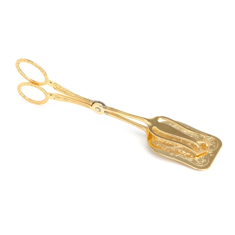 Золотой Vintage Retro Food BBQ Salad Toast Tongs Cake Pastry Tea Clip Clamp Kitchen Tool - Цвет: Золотой