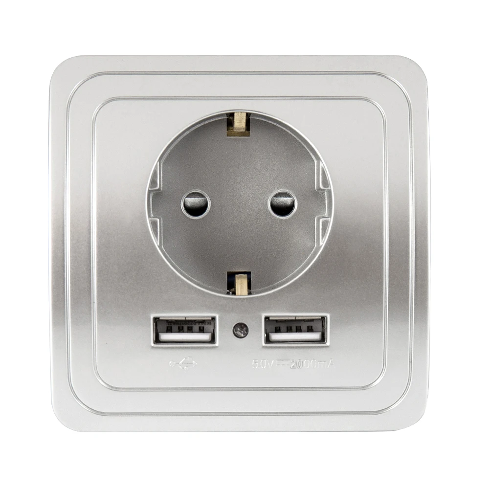 Настенный адаптер с двойным USB портом для умного дома 16 А европейский стандарт